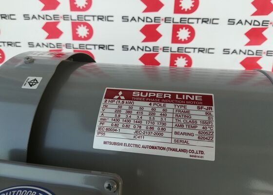 नई मित्सुबिशी SF-JR, .75kW/1HP, 3410 RPM, 80M फ्रेम, 480 VAC, 1.39 Amps, 2 पोल,